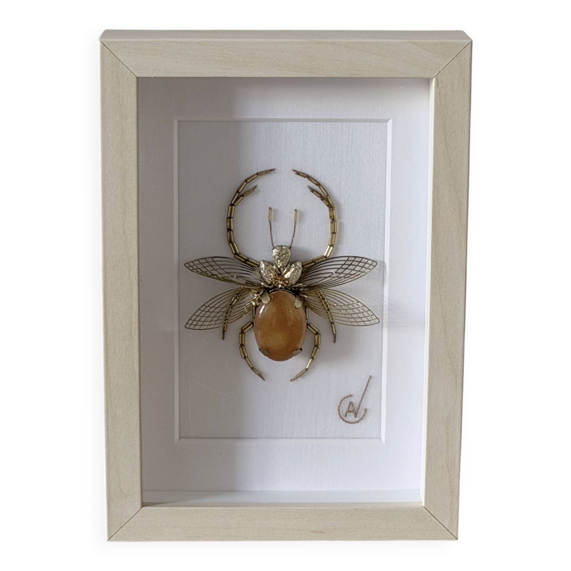 Hand-embroidered insect artwork (unique piece)