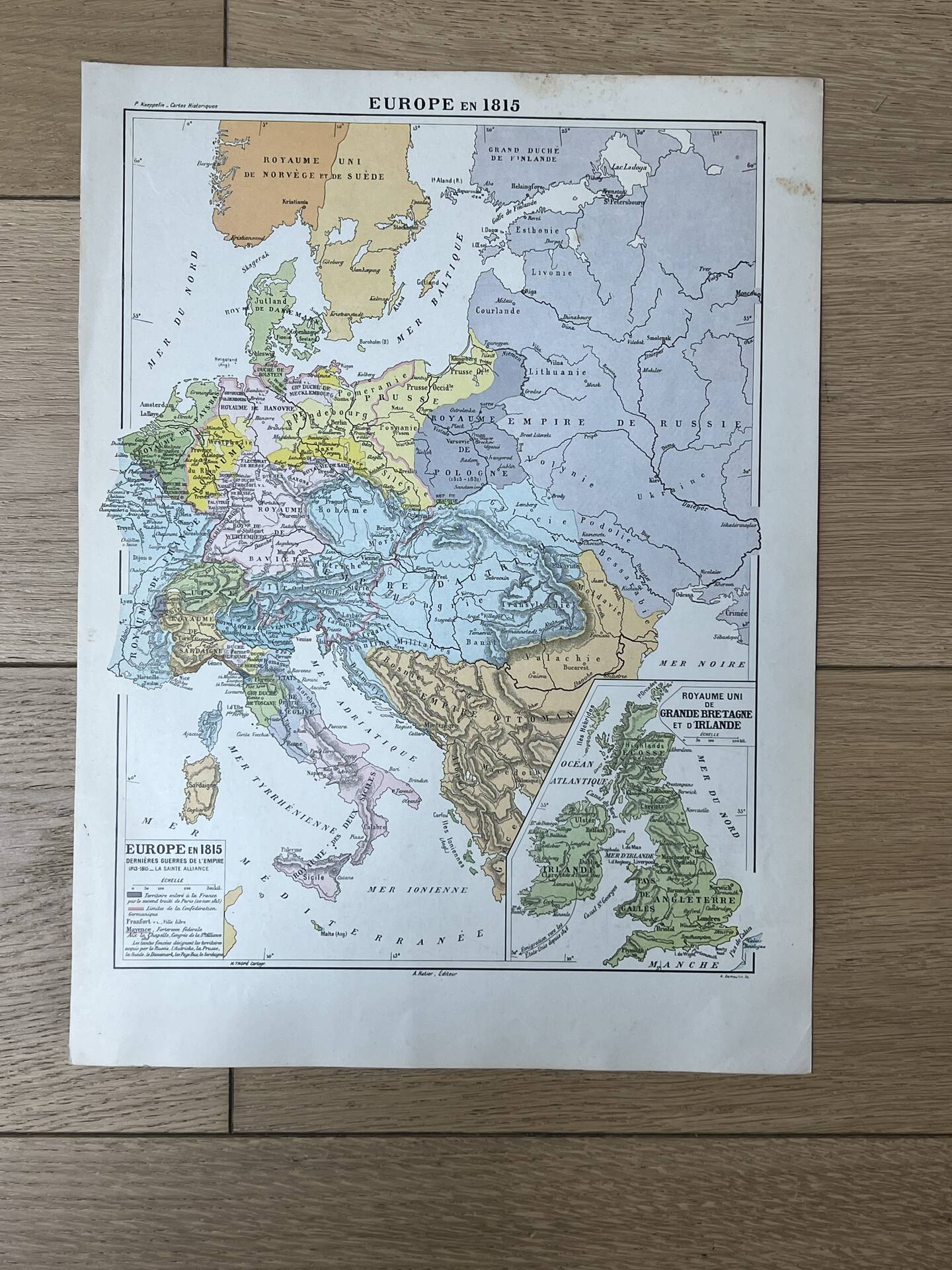 Original map of Europe in 1815 - 37x27cm - 1908