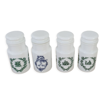 4 opaline apothecary vials