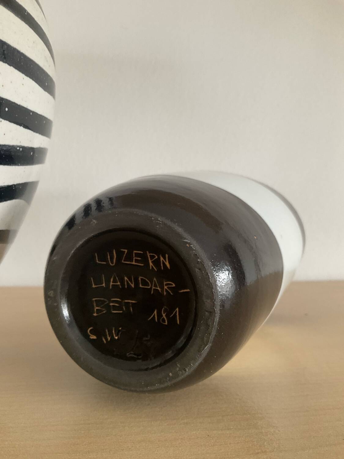 Pair of vintage signed glazed stoneware vases