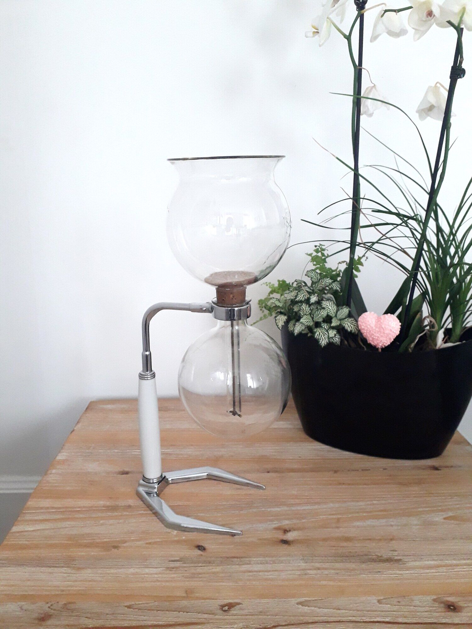 Hellem france vacuum coffee maker - 8 cups, pyrex glass -vintage 1960