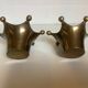 Pair of brass crown candlesticks