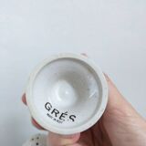 Egg cup, salt and pepper shaker duo