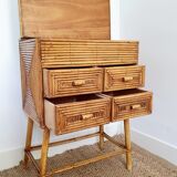 Chest of drawers in rattan marquetry