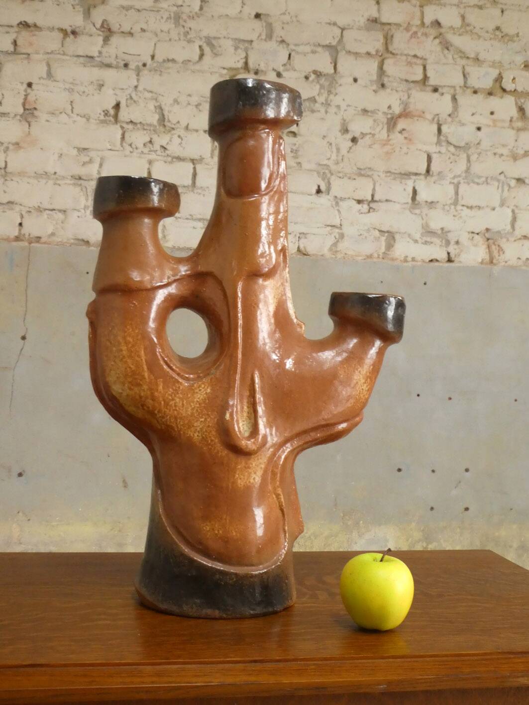 brutalist ceramic candlestick, 1970