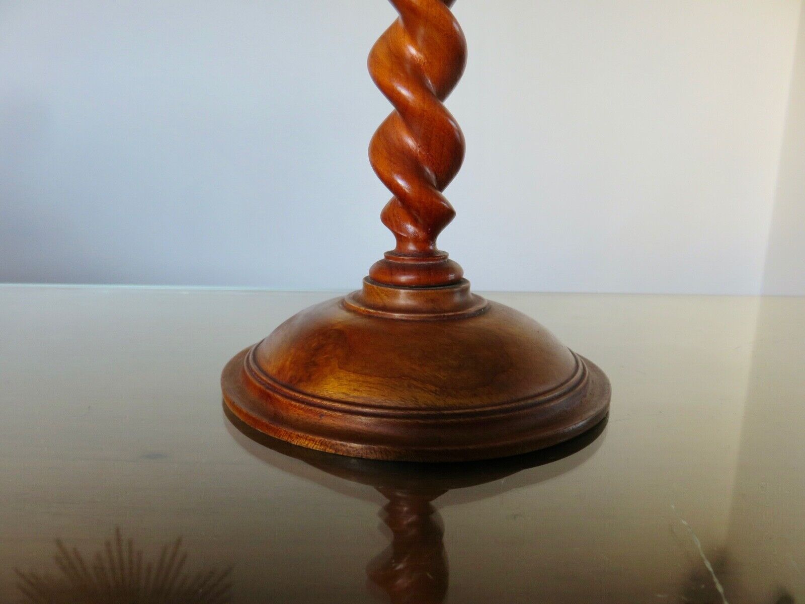 Pair of wooden candle holders turned art deco