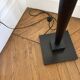 Wooden floor lamp - conical base and glass globe