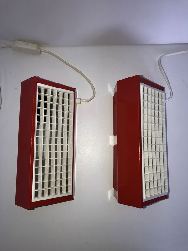 Paire d'appliques métal ikea type v204 rouge