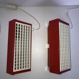 Pair of Ikea metal wall lights type V204 red