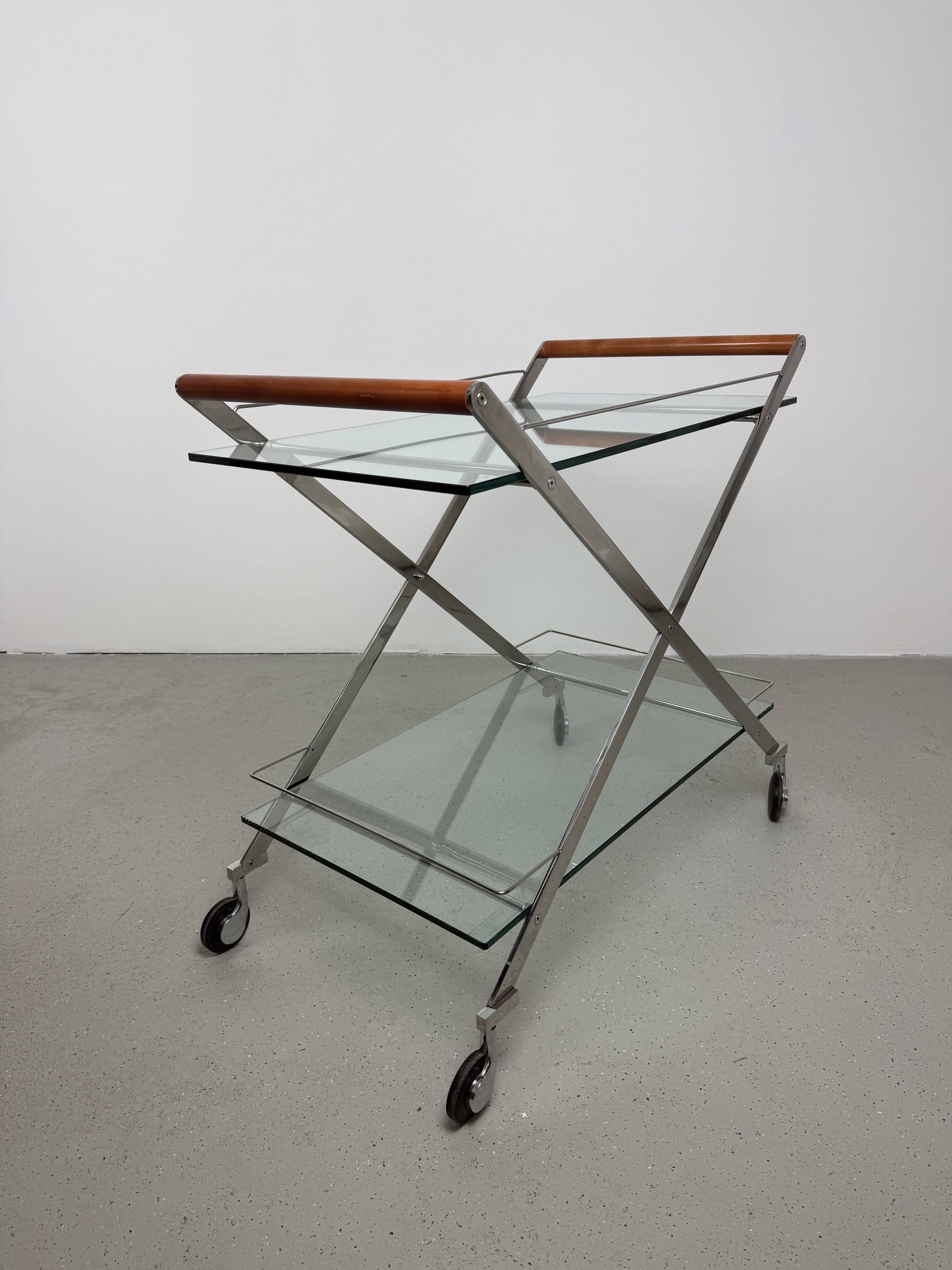 1980s Modernist Gallotti and Radice “Mister” Bar Trolley, Serving Cart