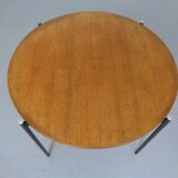 Round teak and steel coffee table from Thonet, 1950s.