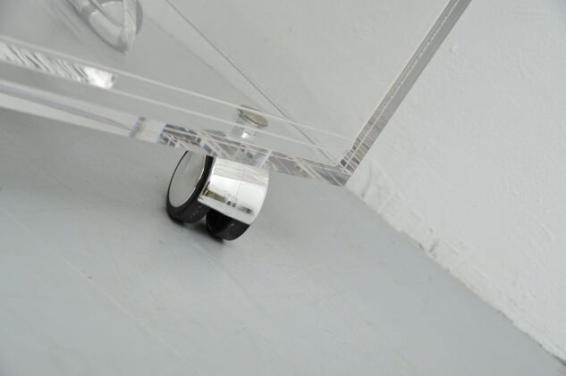 Acrylic rolling table with four drawers, Spage Age 1970s