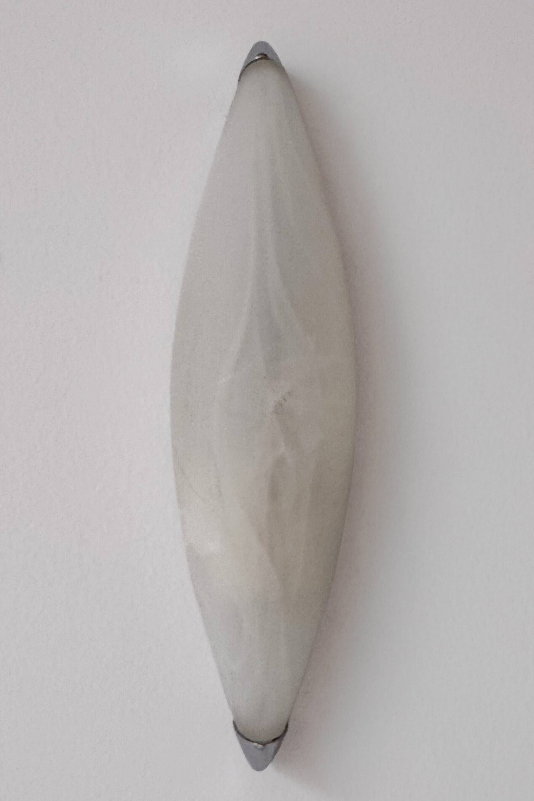 Pair of vintage wall lights in chrome and opaline, France 1990