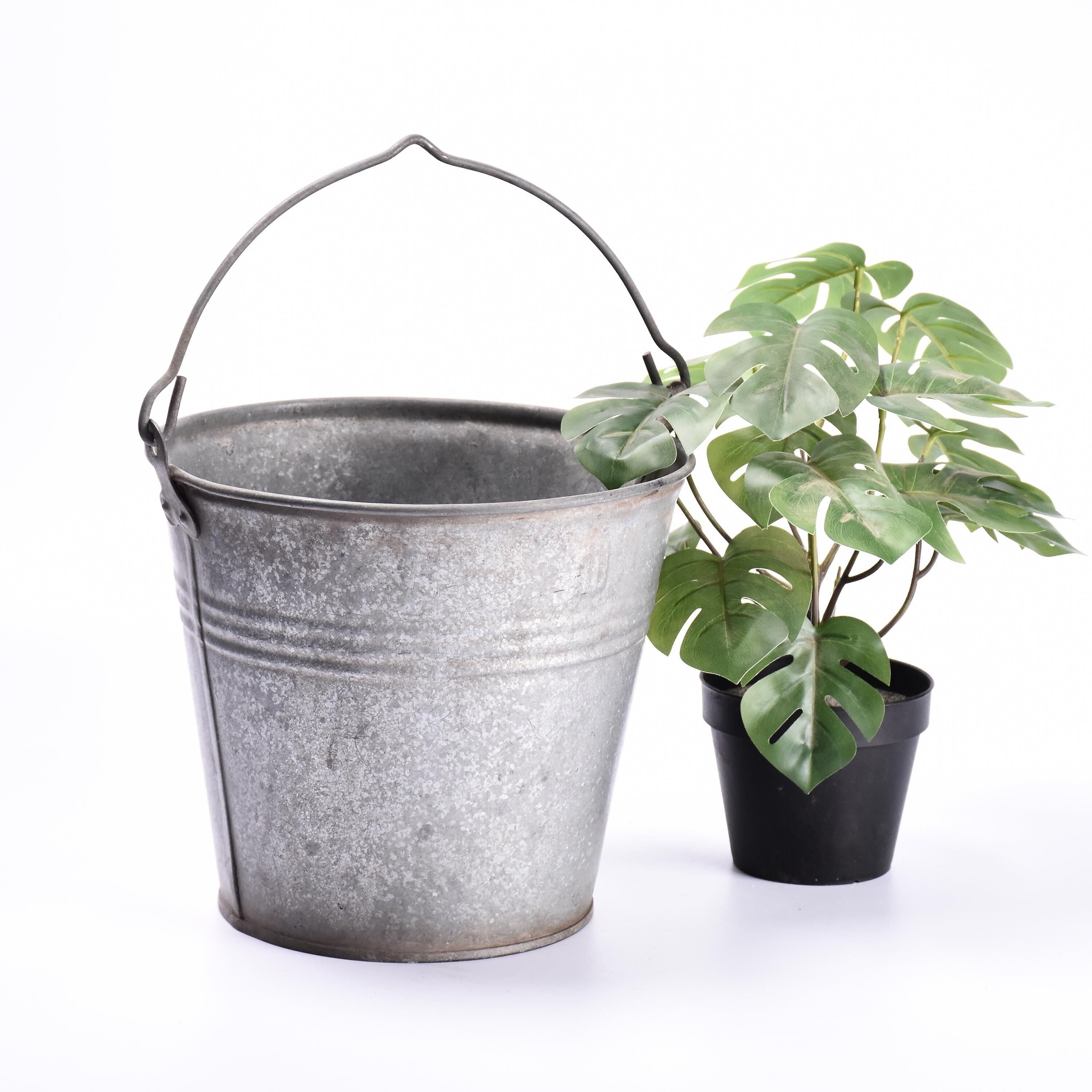 Vintage zinc bucket  flower pot