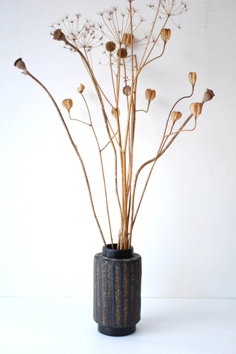 Mid-century modern Scandinavian brutalist pottery vase by Mari Simmulson for Upsala Ekeby, 1970s