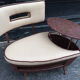 Mini-bench with shelf, antique metal and fabric, 1960