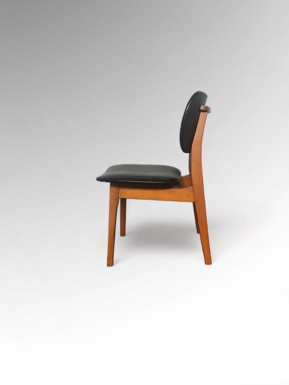 Vintage armchair in skai and beech Danish style 1960s