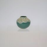 Sandstone ball vase decorated with white cracked by Léon Pointu in Saint-Amand-en-Puisaye