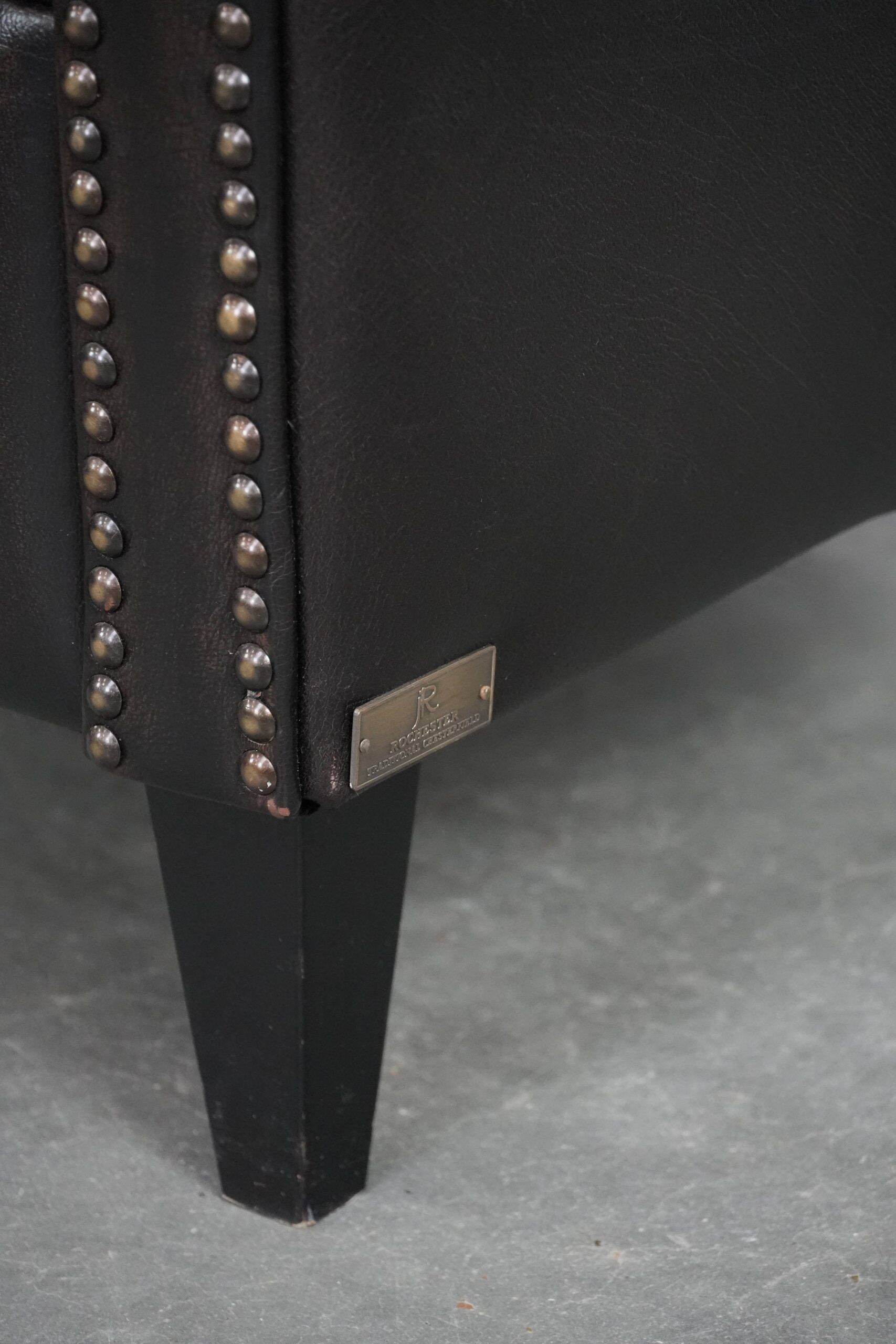 Dark luxury cowhide Chesterfield club armchair in English style