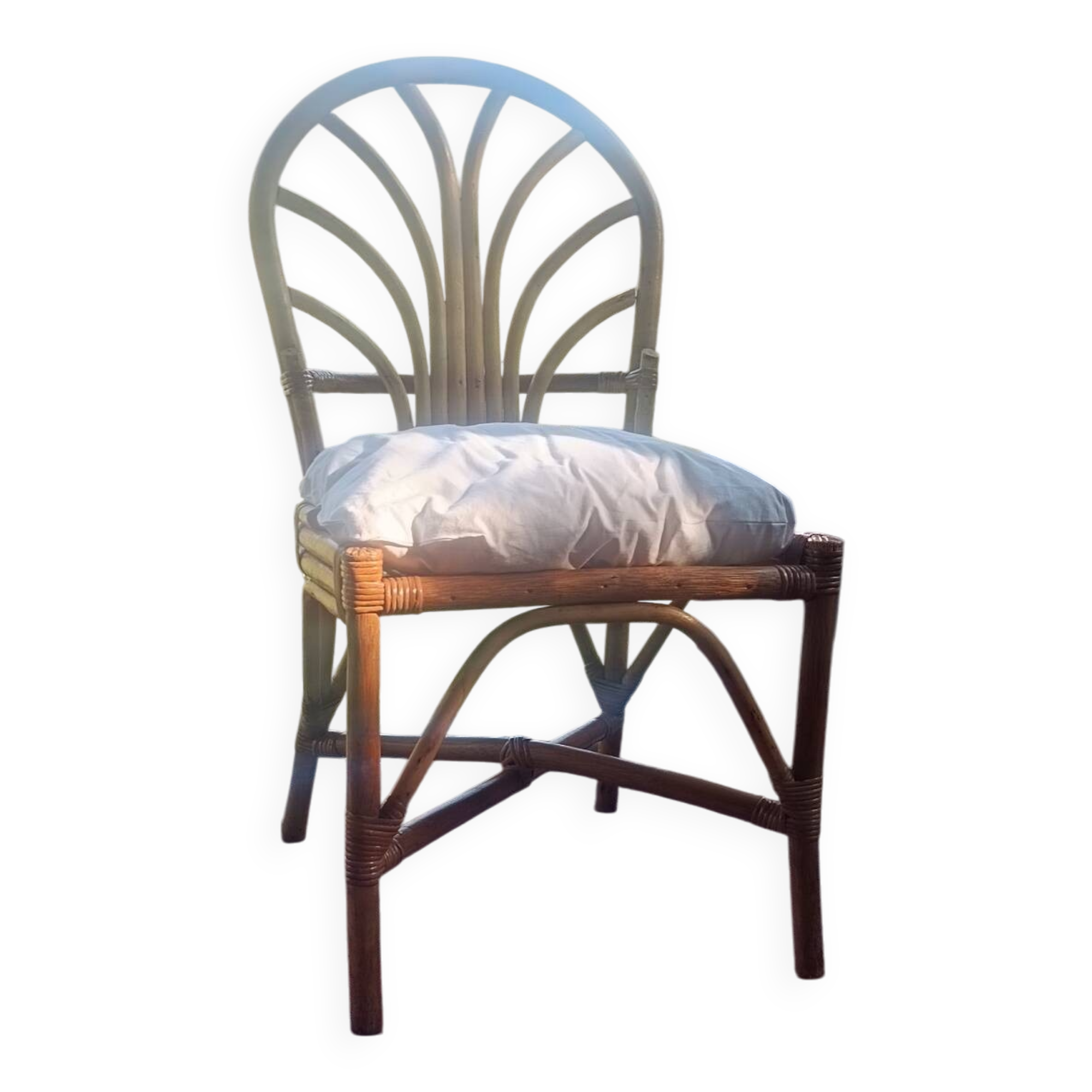 Chaise vintage en rotin et bambou, France, des années 1960