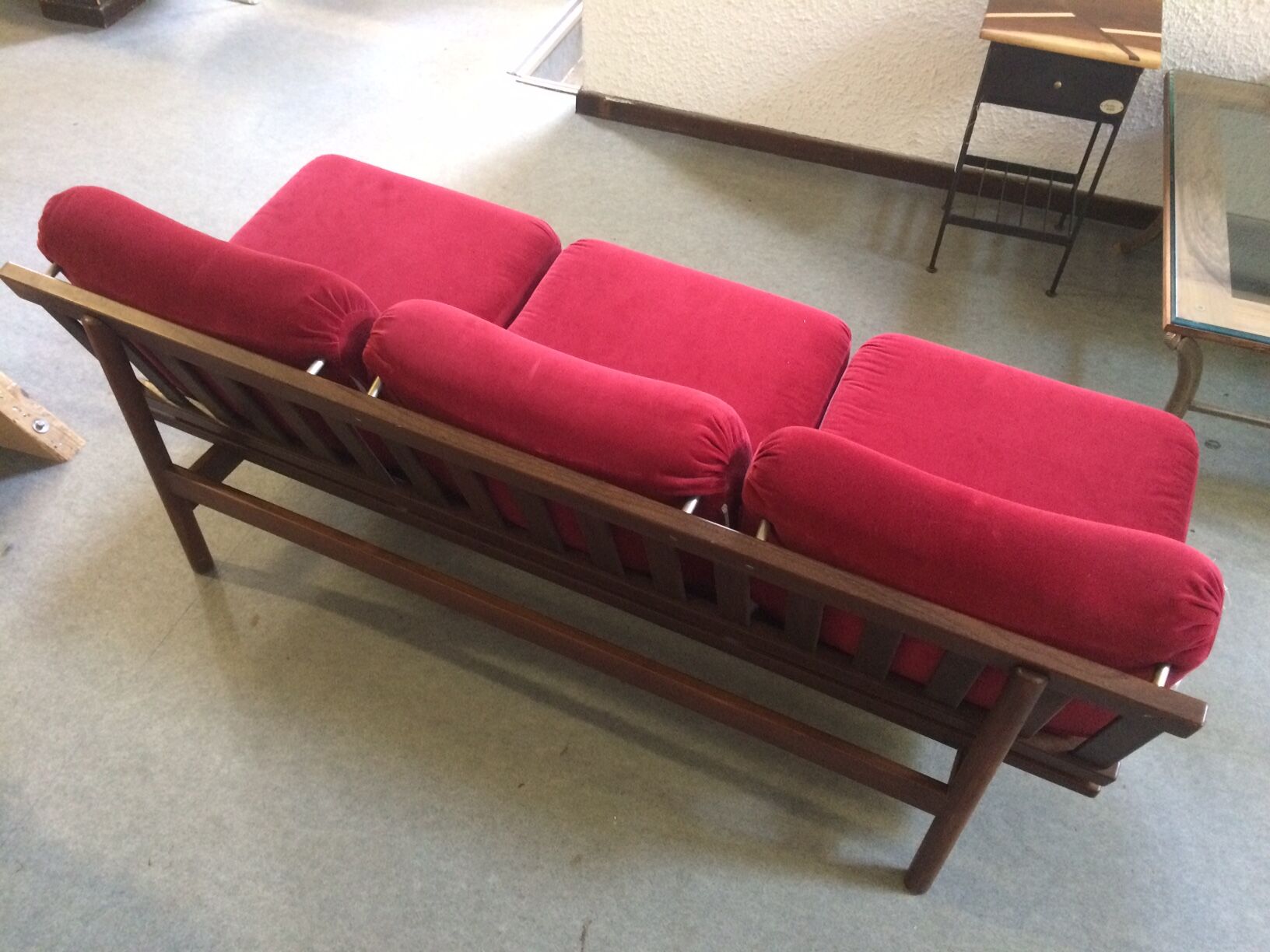 Fully restored 3-seater Scandinavian teak bench