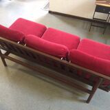 Fully restored 3-seater Scandinavian teak bench