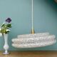 Vintage XXL glass pendant light from Clichy White