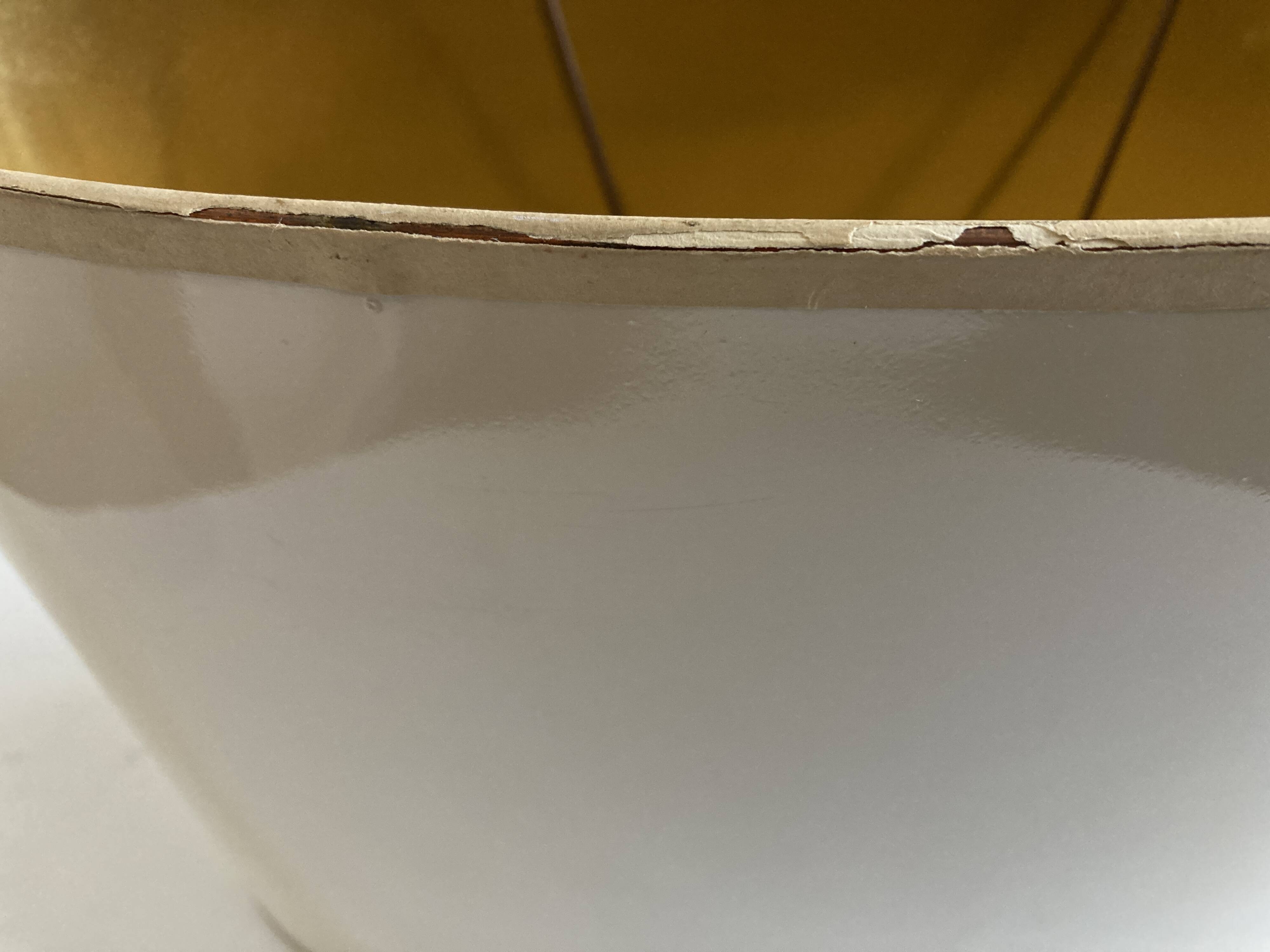 Oval lampshade hot water bottle lamp lacquered cardboard lined with gold 1970