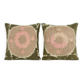 Set of 2 vintage embroidered cushion covers 61x64 cm
