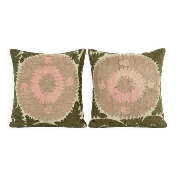 Set of 2 vintage embroidered cushion covers 61x64 cm