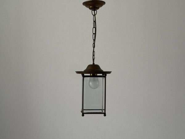 Suspension Art déco en laiton et verre, années 1940, Allemagne