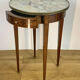 Gueridon in marquetry and marble top of Louis XVI style Napoleon III era