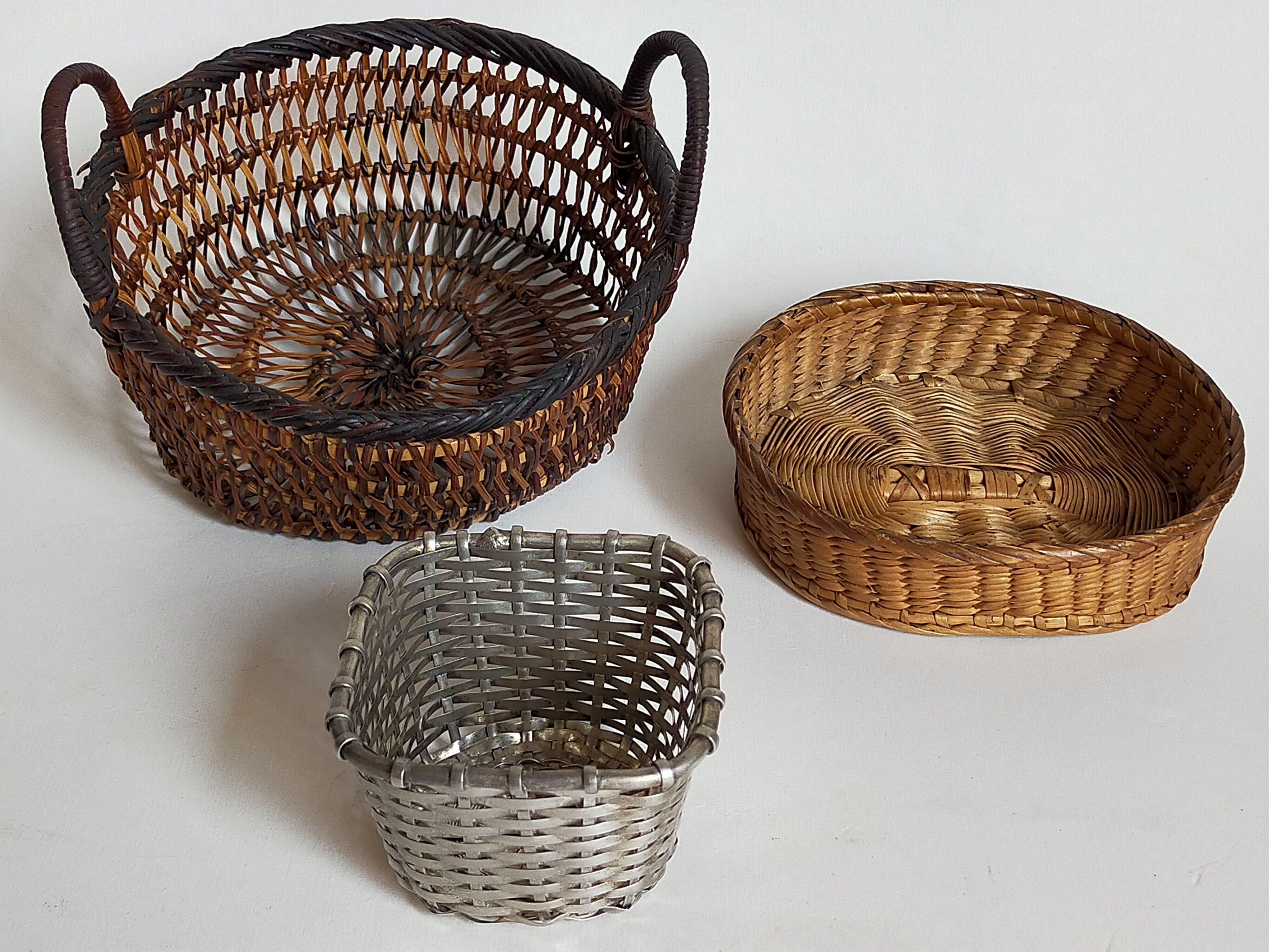 Set of three old thumbnail bins