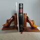 Wooden bookends with clog decoration, Breton craftsmanship, circa 1970