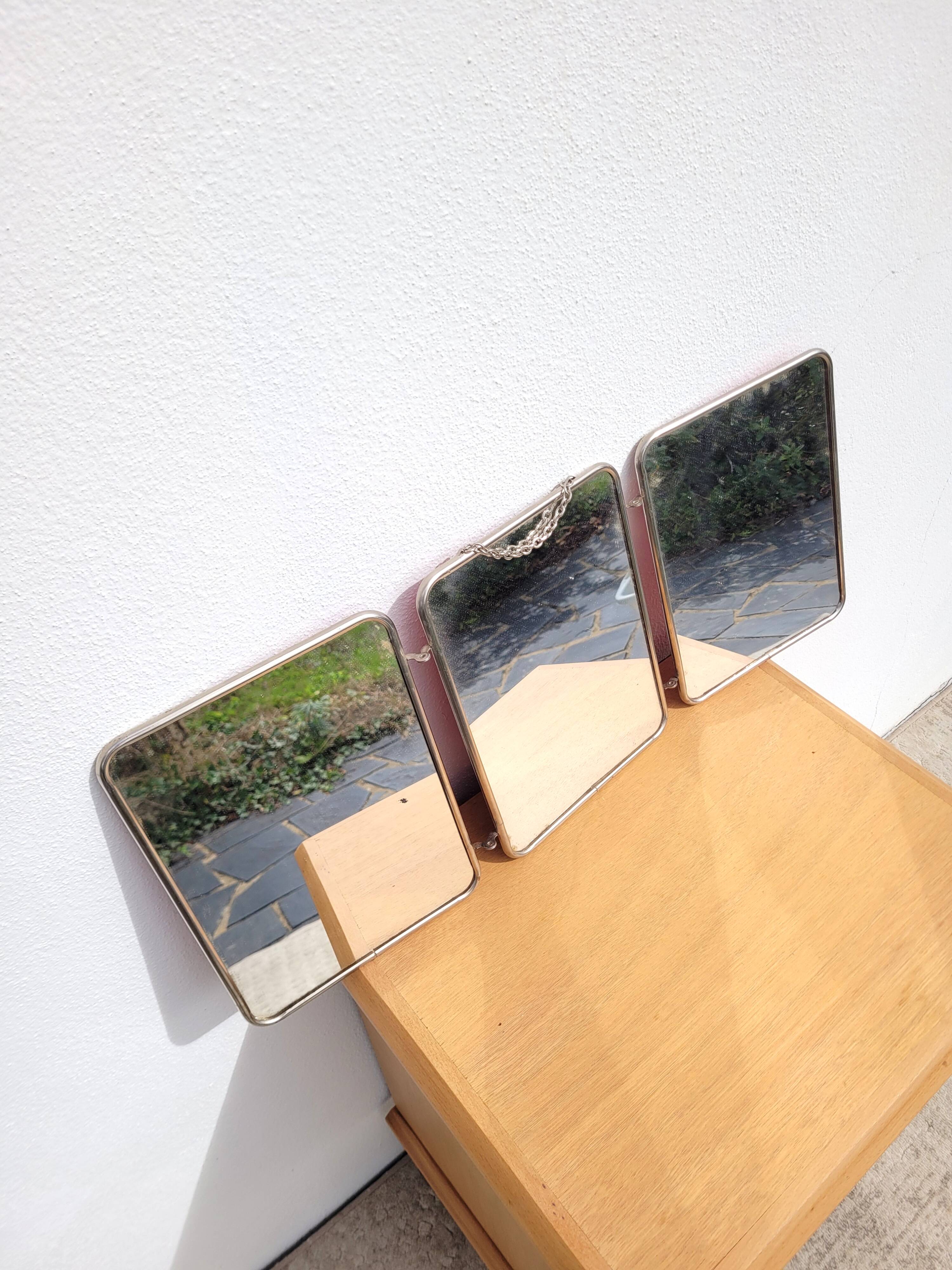 Vintage triptych barber mirror