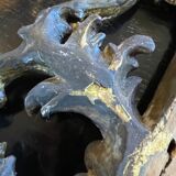 Miroir doré louis xv rocaille en bois sculpté et stuqué, xixe siècle