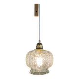 Vintage 60s hanging lamp with chiseled transparent glass