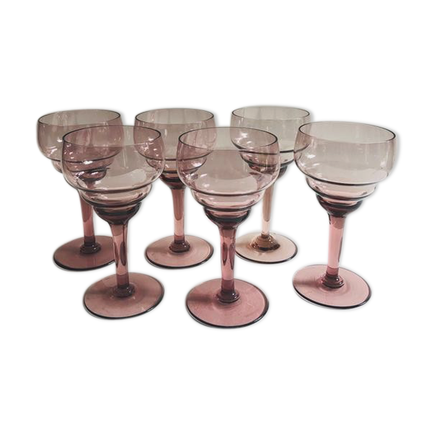 6 pink water glasses