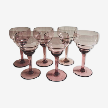 6 verres à eau rose