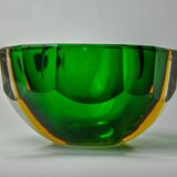 Vide poche sommerso vert et jaune par seguso, verre de murano, italie, 1970