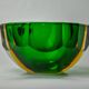 Vide pouch sommerso green and yellow by seguso, murano glass, italy, 1970