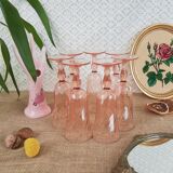 Set of 7 vintage rosaline champagne flutes