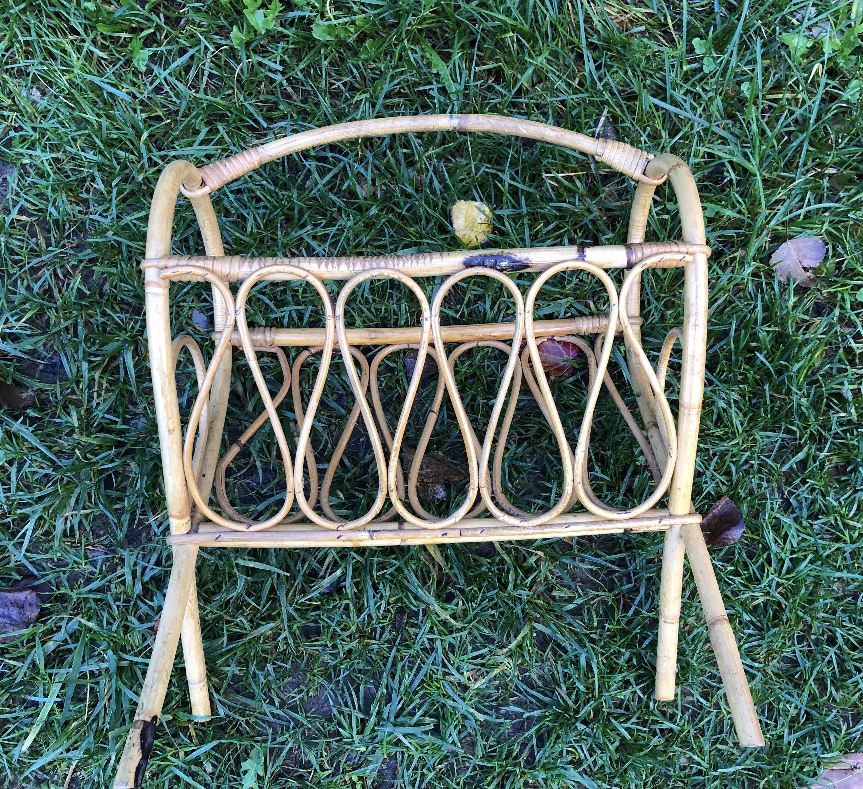Rattan magazine holder