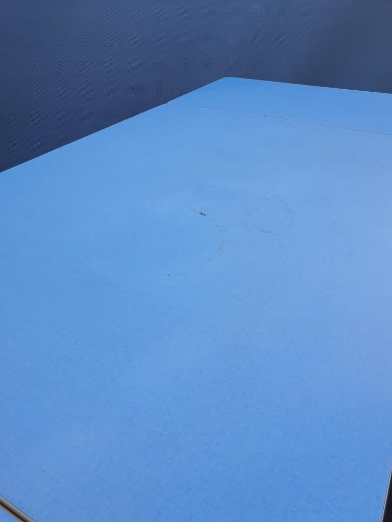 Table Formica MDJ 1960 Blue and Chrome