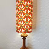 Vintage custom olive wood lamp and shade