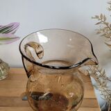 Smoked blown glass pitcher