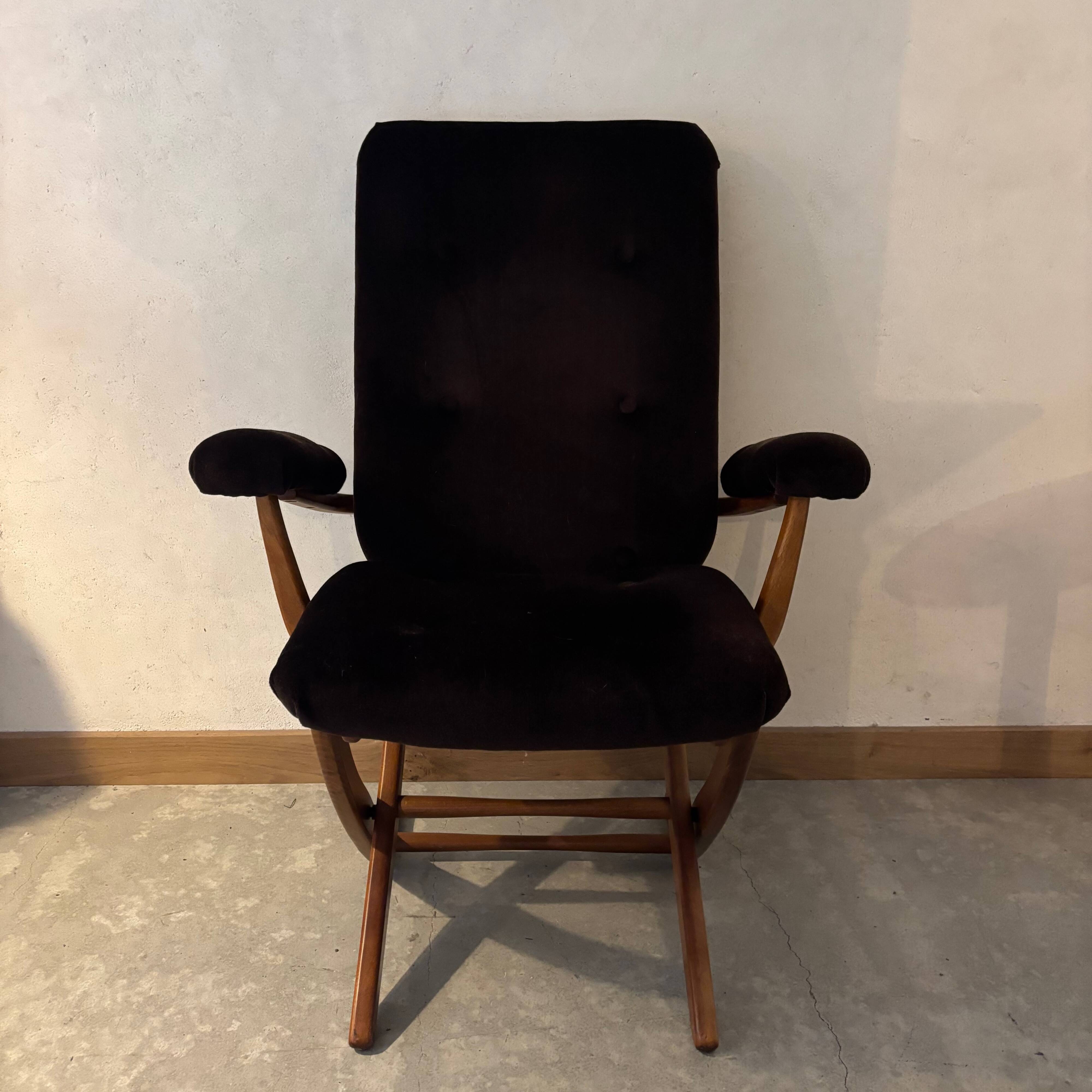 Vintage Scandinavian style reclining armchair, adjustable tilt.