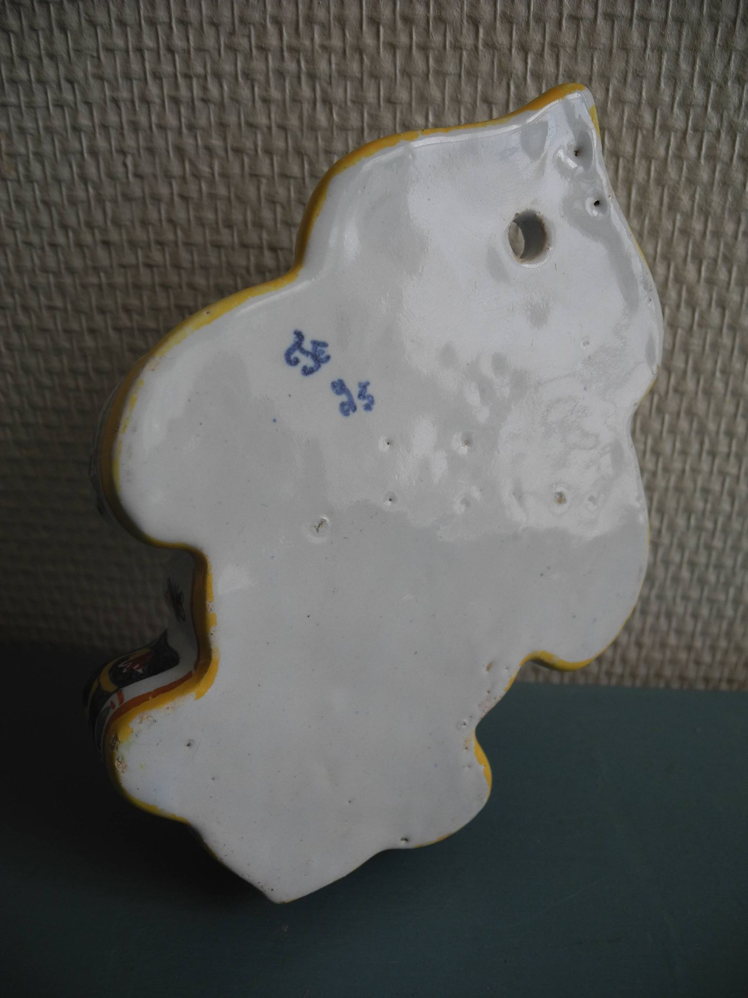 Old flower vase wall earthenware Desvres Fourmaintraux wall vase