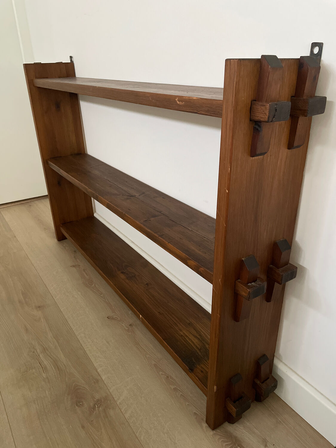 Brutalist wooden shelf