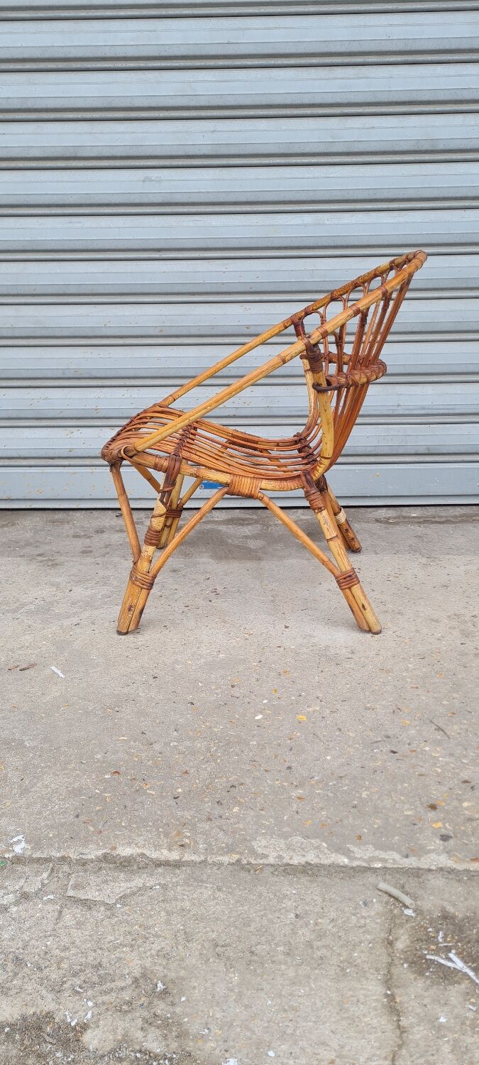 Rattan shell armchair 1960